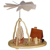 Fa. Volker Zenker Erzgebirgische Volkskunst Tischpyramide Rehe mit Häuschen BxHxt 22,5x24x14cm NEU