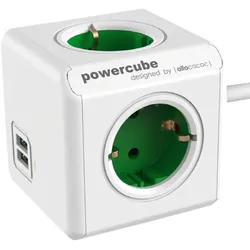 Allocacoc Mehrfachsteckdose PowerCube Extended 4x250V Schuko 2xUSB Steckdosenleiste 1,5 m 7014