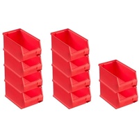 SparSet 10x Rote Sichtlagerbox 3.0 | HxBxT 12,5x14,5x23,5cm | 2,8 Liter | Sichtlagerbehälter, Sichtlagerkasten, Sichtlagerkastensortiment, Sortierbehälter