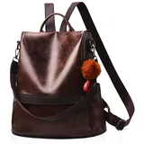 NICOLE & DORIS Damen Rucksack Schultertaschen für Frauen Leder Rucksack Wasserdichter Reiserucksack Tagesrucksack große Kapazität Anti-Diebstahl Kaffee