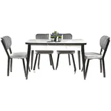 JVmoebel Esstisch Schicker Weiß-Schwarzer Esszimmer Tisch Luxuriöse Ausziehbare (Esstisch), Made in Europa weiß