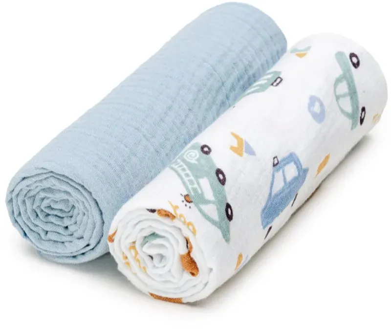 T-TOMI BIO Muslin Diapers Stoffwindeln Traffic 65x65 cm 2 St.
