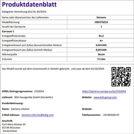 Siemens Herdset Backofen Hydrolyse EcoClean + Induktionskochfeld Booster autark 60 cm