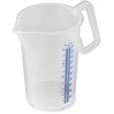 Thermohauser Messbecher m. geschlossenem Griff, 1000 ml, Kunststoff PP, blaue Skala in Litern und Millilitern, Klar