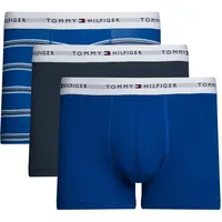 Trunk "3P TRUNK PRINT", Herren, Gr. S (48), blau (stripe, mil denim, vibrant indigo), Jersey, Obermaterial: 95% Baumwolle, 5% Elasthan, TOMMY HILFIGER UNDERWEAR, gestreift, körpernah, Unterhosen, mit Print