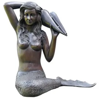 AFG Dekoobjekt Wasserspeier Wasserspiel Bronze Figur Meerjungfrau braun