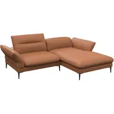 flexlux Ecksofa FLEXLUX "Salino, Funktionssofa mit Recamiere, Relaxsofa, Ecksofa", braun (modern cognac braun), B:245cm H:88cm T:182cm, Sofas, Ecksofa, Sofa mit Arm- und Kopfteil-Verstellungen, Kaltschaum & Stahl-Wellen