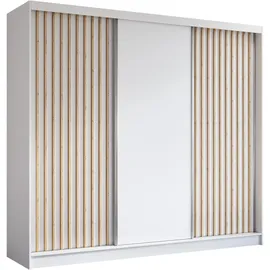 ax living Schwebetürenschrank Cabinio 240 x 216 x 61 cm Weiß/Eiche