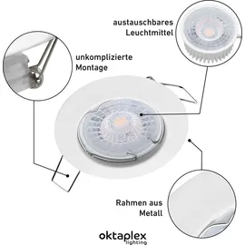 Oktaplex lighting 3er Set Oktaplex Einbaustrahler inkl. LED Modul 2.700K warmweiß - Deckenspots Weiß - Weiß