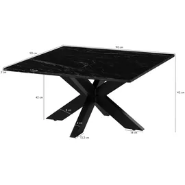 MASSIVMOEBEL24.DE Couchtisch quadratisch Schwarz Marmor 90 x 45 x 90 cm