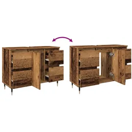 vidaXL Badschrank Altholz-Optik 80x33x60 cm Holzwerkstoff