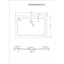 Buylando Nora Komplettdusche 80 x 100 cm U Form inkl. Duschwanne 195 cm Klarglas