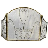 Kaminschutzgitter Funkenschutz Feuerschutz 136x72 cm schwarz gold Metall