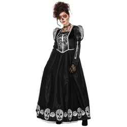 Karneval-Klamotten Kostüm La Catrina Tag der Toten Damenkostüm schwarz, Dia de los Muertos Frauenkostüm Halloween schwarz|weiß 38-40
