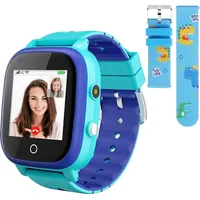 4G Smartwatch für Kinder, Wasserdicht mit GPS-Tracker, Anruf, Alarm, Schrittzähler, Kamera, SOS,Touchscreen WLAN Bluetooth Armbanduhr Jungen Mäd... - Blau