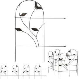 Relaxdays 10 x Beetzaun Schmetterling Design, schwarz