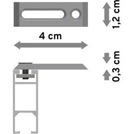 Interdeco GARDINENSTANGE INNENLAUF Smartline Paxo 480 cm (geteilt in 3 x 160 cm), 1-läufig, 14x35 mm Edelstahl-Optik