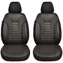 BREMER SITZBEZÜGE Maß Auto Schonbezüge kompatibel mit VW Amarok Fahrer & Beifahrer Set ab 2010-2022 / Auto Schonbezug Velour Kunstleder Set 2er Pack in Schwarz (PS804)