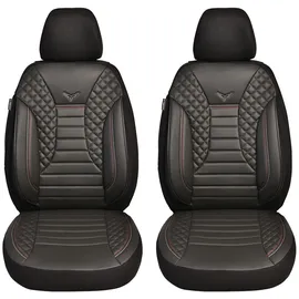 BREMER SITZBEZÜGE Maß Auto Schonbezüge kompatibel mit VW Amarok Fahrer & Beifahrer Set ab 2010-2022 / Auto Schonbezug Velour Kunstleder Set 2er Pack in Schwarz (PS804)
