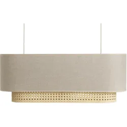 Lampenschirm für Doppelpendel aus beigem Leinen und naturfarbenem Rattangeflecht L62 cm TIWY
