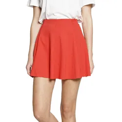 COURSE Damen Mini-Rock Jersey-Rock mit Gummizug ausgestellter Sommer-Rock Rot - 36