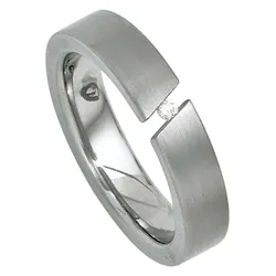 Diamantring JOBO Gr. 54, silber (edelstahlfarben), Fingerringe, Damen, 54, SI = kleine Einschlüsse, Diamanten-Edelstahl, Diamanten, Edelstahl, Edelstahl mit Diamant 0,03 ct.