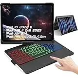 WAVATA Hülle Tastatur für iPad A16 11 Zoll 2025/iPad 10 Gen 2022, Air 5/4 Gen 2022/2020 10.9 Zoll mit Touchpad, 360° Drehbare Beleuchtete Tastatur für iPad Pro 11 4/3/2/1 Gen (2018-2022), Schwarz