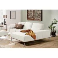 W.SCHILLIG Ecksofa run, Designsofa mit tollem Sitzkomfort, L-Form, mit elegantem Holzsockel, Füße in Chrom glänzend, Breite 279 cm weiß