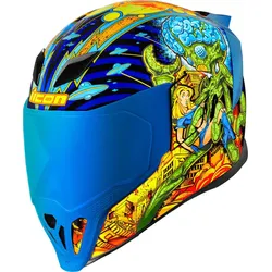 Icon Airflite Bugoid Blitz Helm, blau-gelb, Größe S für Männer