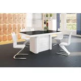 Design Esstisch Tisch HE-444 Schwarz / Weiß Hochglanz XXL ausziehbar 160 bis 412 cm - Schwarz