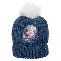 Disney Frozen Bommelmütze Eiskönigin Anna und Elsa Kinder Mädchen Winter-Mütze Strick Mütze blau 52