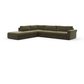 sit&more Ecksofa SIT & MORE "Cadabra L-Form", grün (olive), B:356cm H:80cm T:292cm, Samtoptik (100% Polyester);Soft clean (98% Polyester, 2% Polyamid);Struktur fein (100% Polyester), Sofas, Ecksofa, Breite 356 cm, mit Sitztiefenverstellung