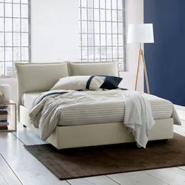 Talamo Italia - Antonia Doppelbett, Bettkasten mit Stoffbezug, 100 Made in Italy, Öffnung vorne, geeignet für Matratze 160 x 200 cm, Beige