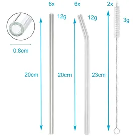 Intirilife Strohhalm Set 15-teilig 20 x 0,8 cm Transparent