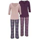 VIVANCE DREAMS Damen Pyjama rosa-kariert, bordeaux-kariert Gr.36/38