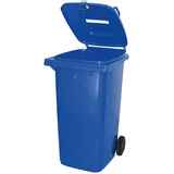 BRB-Lagertechnik 120 Liter DIN Mülltonne mit Papiereinwurf u. Dreikantschloss, blau, BxTxH 480 x 550 x 930 mm