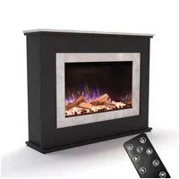 GLOW FIRE Elektrokamin PR6 E-Motion 3D, Elektrischer Kamin mit 3D Feuer mit Heizung, täuschend echte Flamme mit Heizung, 3 Dekorationen schwarz