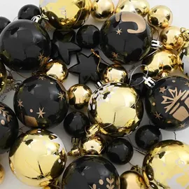 vidaXL Weihnachtskugel-Set 40 pcs Schwarz und Gold Kunststoff