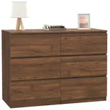 IDMarket - Kommode mit 6 Schubladen TOMI 110 cm Walnuss-Effekt