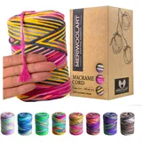 MeriWoolArt® Makramee Garn - Makramee Garn 3mm farbig 200m - Super weiches Garn, einfach gedrehte Makramee Schnur - Öko-Tex 100% recyceltes Baumwollgarn farbig - DIY Boho Deko Makramee