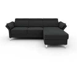 Ecksofa SIT & MORE "Vincenzo L-Form", schwarz, B:252cm H:84cm T:165cm, Sofas, inklusive Kopfteilverstellung, wahlweise mit Bettfunktion, Bettkasten