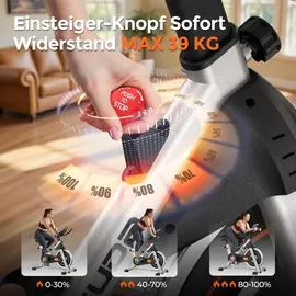 YoSuDa Heimtrainer mit magnetwiderstand - Leises Fitnessbike mit Tablet-Halter, - Silber