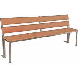 Gartenbank Parkbank mit Rücklehne Edelstahl BxTxH 150x30x40cm SZAGATO Made in Germany Sitzbank Metall Umkleidebank Parkbank wetterfest Parkbänke