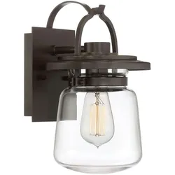 Licht-Erlebnisse Wandaußenleuchte OAKHAM Bronze dunkel Transparent 1x E27 bis 60W LE117745