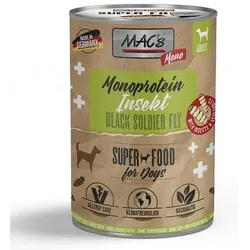 MACs Dog Mono Insekten | 6x 375g Hundefutter nass mit Proteinen