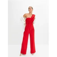 bonprix Overall aus strukturiertem Crepe, rot, Gr.48/50 (XL), Modern und sexy: One-Shoulder-Jumpsuit mit asymmetrischem Schößchen-Detail