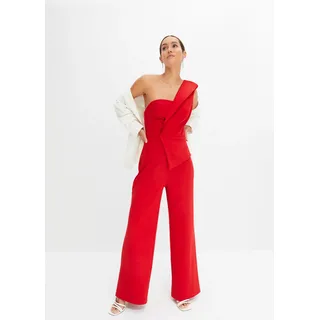 bonprix Overall BONPRIX, Damen, Gr. 48/50 (XL), N-Gr, rot (rot (länge: regulär)), Obermaterial: 95% Polyester, 5% Elasthan. Futter: 100% Polyester, festlich, slim fit, Overalls Overall, für festliche Anlässe, One-Shoulder-Design, Slim fit, ärmellos