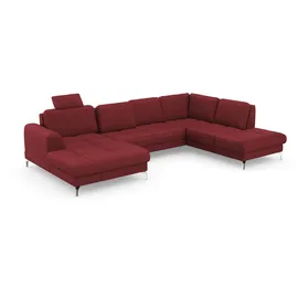 sit&more Wohnlandschaft SIT & MORE "Bendigo U-Form", rot, B:332cm H:84cm T:226cm, Sofas, Wohnlandschaft, inklusive Sitztiefenverstellung, Bodenfreiheit 12 cm, in 2 Fußfarben