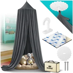 KIDIZ® Baldachin Kinderzimmer Betthimmel babybett für Schlafzimmer Inkl. Aufbewahrungstasche   ohne Bohren   Saumlänge ca. 270cm   Moskitonetz Insektenschutz Kinder Spielzelte