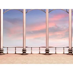 Fototapete PAPERMOON "Terrasse", bunt, B:4,50m L:2,80m, Vlies, Tapeten
